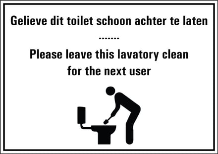 Laat het toilet schoon achter tekstbord 297 x 420 mm