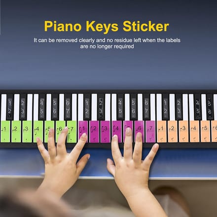 Verwijderbaar 88 Toetsen Piano Elektronisch Keyboard Noot Witte Toetsen Stickers Labels(Veelkleurig) white
