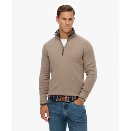 Superdry - Essentials Katoenen Trui met Halve Rits - Heren - Sweaters