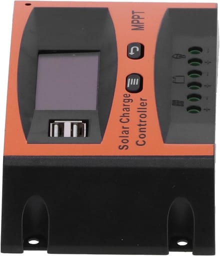 Solar Laadregelaar - MPPT Controller - Off-grid Energie - Dubbele USB Poorten - 168x92x41mm - Zwart Oranje