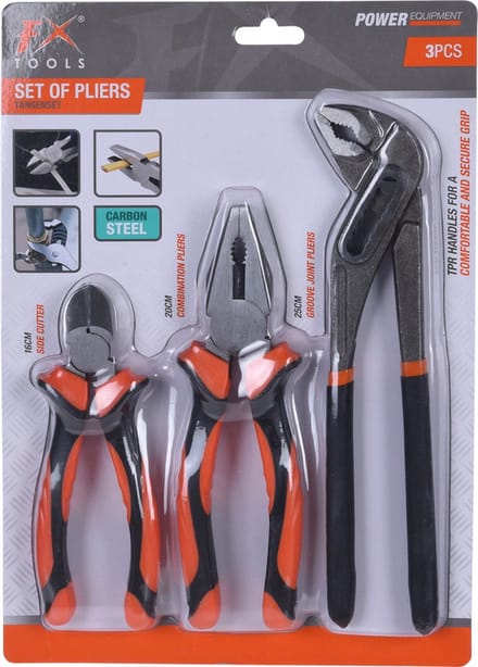 FXTools - Tangenset - 3-delig Tangenset - Zijsnijtang - Combinatietang - Waterpomptang