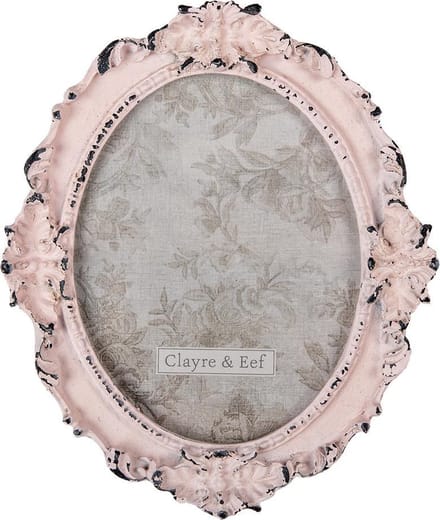Clayre & Eef Fotolijst 12x15 cm Roze Polyresin Bloemen