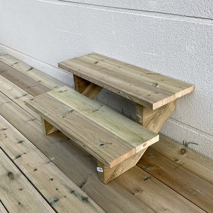 BERLIN Houten Buitentrap - 2 Open Treden 37 cm Hoog - 80 cm Breed