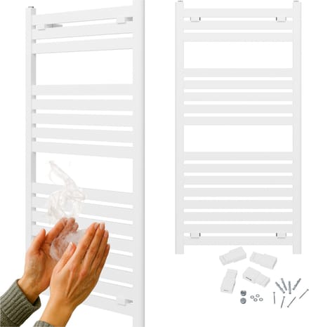 Granitan Handdoekradiator Enzo - 120x60cm - Wit - Ladderdesign - Badkamer Verwarming - CV Radiator
