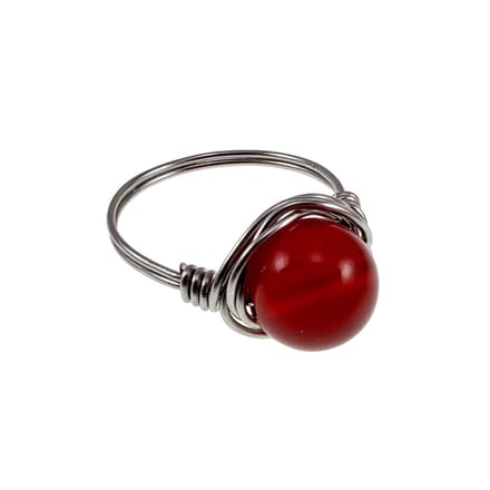 Solitairring Dames - RVS - Handgemaakte Ring met Rode Carneool Agaat
