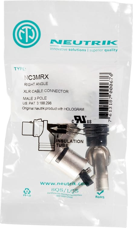 Neutrik Kabelconnector 3-pin Xlr Mannelijk 10 Cm Nikkel Zilver
