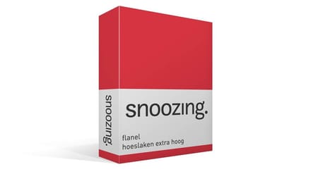 Snoozing - Flanel - Hoeslaken - Eenpersoons - Extra Hoog - 70x200 cm - Rood