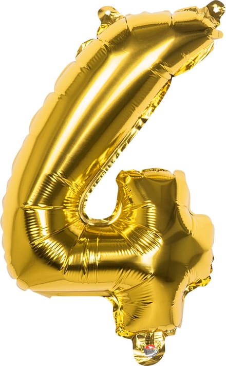 Boland - Folieballon '4' goud (36 cm) 4 - Goud - Cijfer ballon