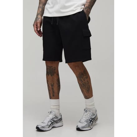Tall Essential Relaxed Fit Cargo Jersey Short | Black | Size Small