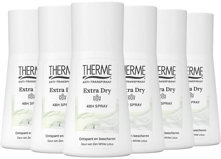 Therme - Anti-Transpirant Extra Dry 48H Spray - 6 x 75 ml - Voordeelverpakking