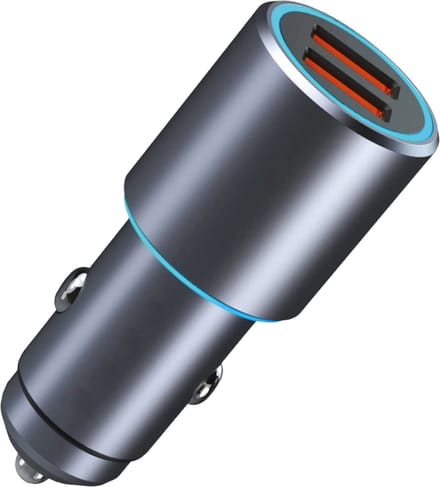 Dual USB Autolader met Quick Charge - 2 USB Poorten - Metaal