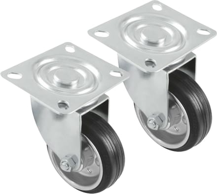 AMIG zwenkwiel/transportwiel - 2x - D100mm - rubber - 90kg draagvermogen - rollager