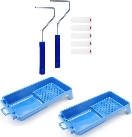 Benson verfrollers fijn 5x 10 cm - 2 rollerbeugels - 2 verfbakjes - geschikt voor diverse verfsoorten