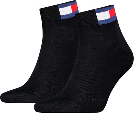 Tommy Hilfiger unisex tommy jeans 2P quartersokken flag logo zwart