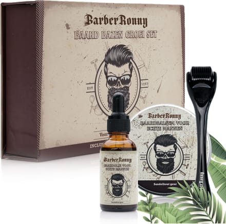 BarberRonny Baardgroei Kit - Baardverzorging Set - Kit met Baardolie, Baardroller en Baardbalsem