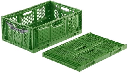 Opvouwbare krat 60x40x23cm, geperforeerd, groen