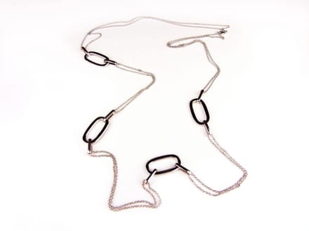 Zilveren halssnoer halsketting collier Model Email met zwarte email schakels