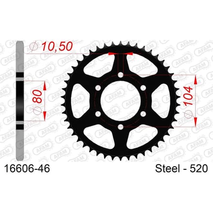 Afam 16606 Achtertandwiel Zilver 46t