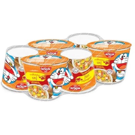 Nissin Mini Cup Doraemon Nouilles Instantanées Saveur Crabe 40 g. x 6 pièces 40 g. x 6 pcs beige