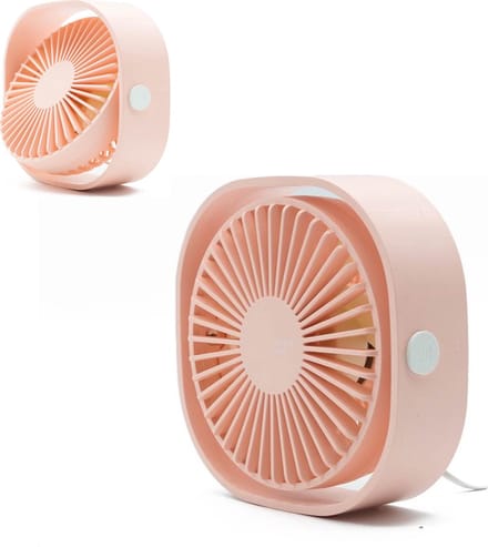 KZQ USB mini ventilator tafelventilator geluidsarm 3 standen roze