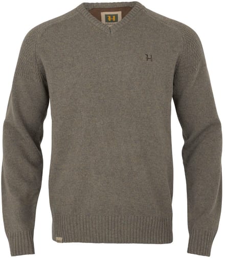 Härkila Vincent Merino V-Hals Pullover Outdoor V-Hals Pullover Scandinavische V-Hals Pullover Jacht V-Hals Pullover Trui Met V-Hals Dark Sand Maat -M