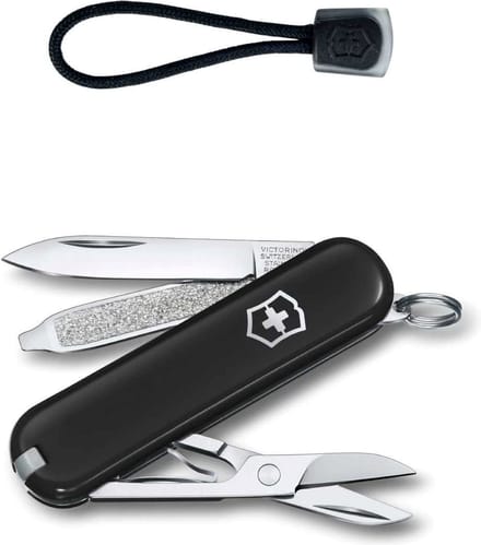 Victorinox Classic SD zakmes+lanyard - Dark Illusion/zwart-7 functies