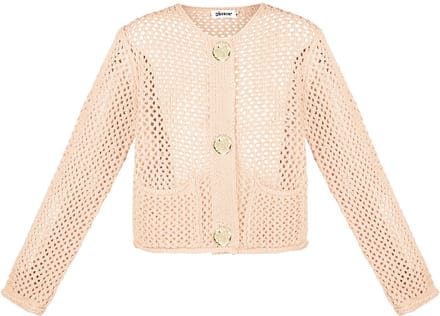 Verfijnde Gebreide Polyester Vrouwen Cardigan met Open Voorkant - Babyroze - Maat L/XL