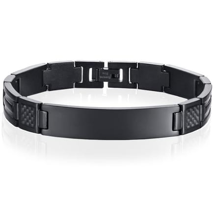 Mendes ID Armband Edelstaal Carbon Fibre Zwart
