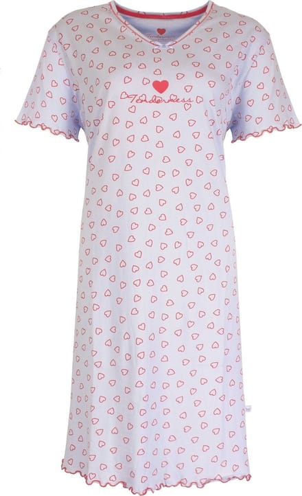 Tenderness Dames Nachthemd - Hartjes - Katoen - Licht Blauw - Maat M