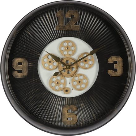 Clayre & Eef Wandklok Ø 60 cm Zwart IJzer