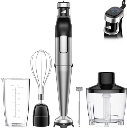 Staafmixer Set - Hakmolen - Groentesnijder - Soepmaker - Zwart en Zilver
