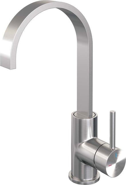 Brauer Brushed - Edition Wastafelmengkraan opbouw - hoog - draaibaar - platte uitloop - model a - PVD - geborsteld RVS