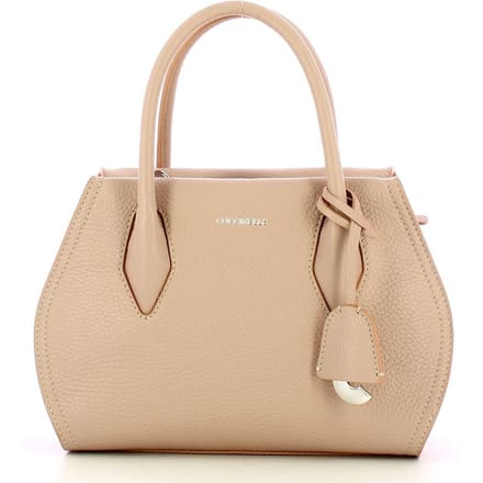COCCINELLE Leren Schoudertas Handtas Lord Handbag Grained Leather Rosette Beige