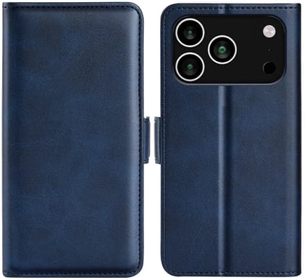 MobyDefend Hoesje - Geschikt voor iPhone 17 Pro Max - Luxe Wallet Book Case (Sluiting Zijkant) - Blauw