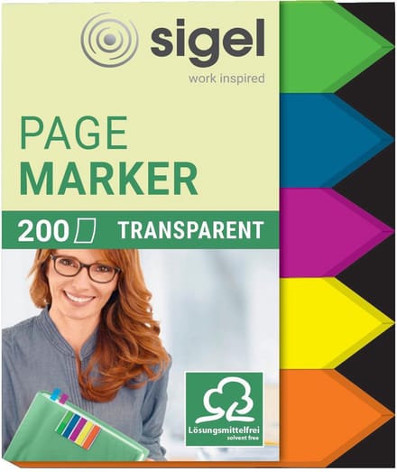 Sigel indexeringsstrookjes 45x12 pijlmotief 5 kleuren folie index tabs