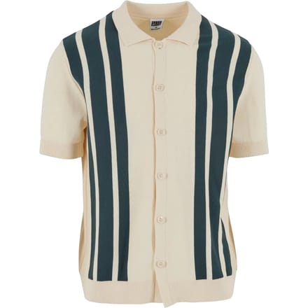 Urban Classics - Knit Retro Overhemd - L - Creme/Groen