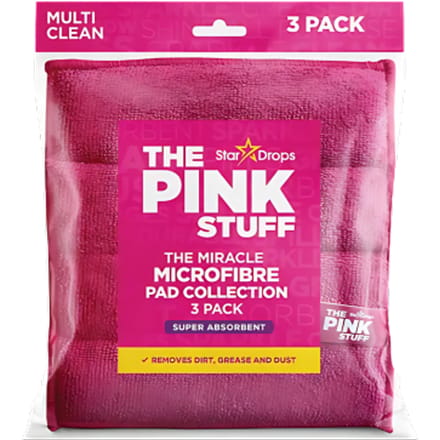 The Pink Stuff Schoonmaakpads 3 Stuks – Roze Microvezel Pads – Absorberend en Herbruikbaar
