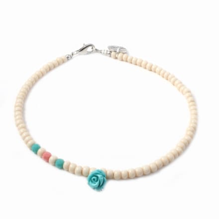 Heaven Eleven - dames - Enkelbandjes - glas - creme - bloem - 3mm - 25cm