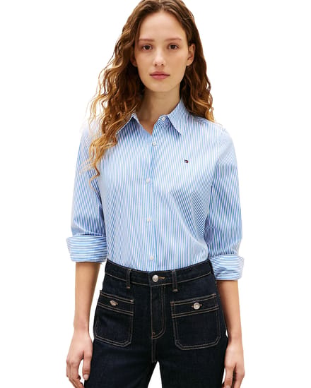 regular fit overhemdblouse van katoenmix