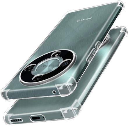Mayaxess, Hoes voor Honor Magic 6 Lite Silicone bumper Versterkte hoeken, Transparant