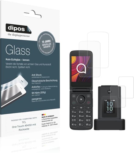 dipos – 2x Matte Pantserfolie geschikt voor TCL One Touch 4043D mit Rückseite | 9H Screenprotector