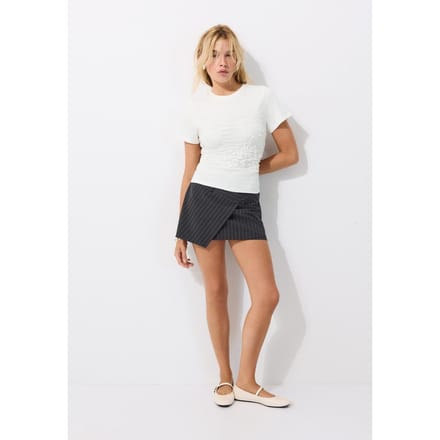 Stradivarius T-shirt met plooien  Ecru XS