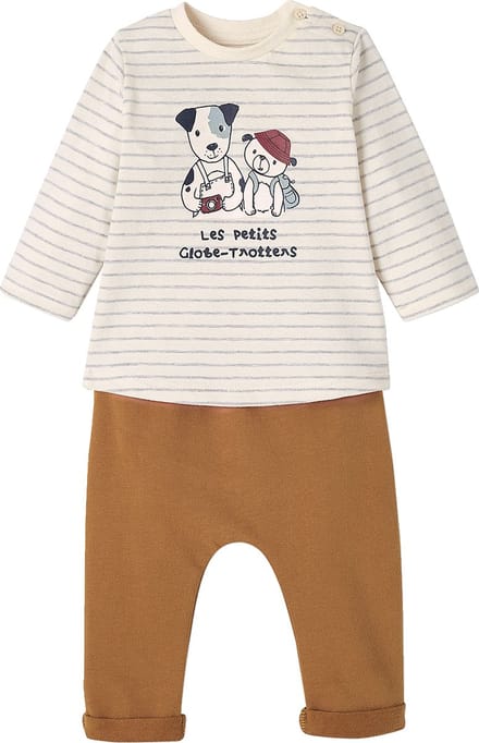 Vertbaudet Babyset T-shirt + molton broek