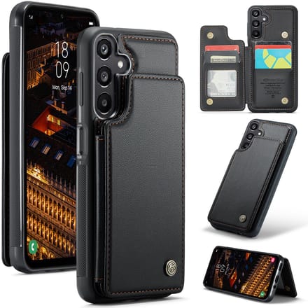 Luxe Portemonnee Backcover met Anti-RFID kaarthouders voor Galaxy A16 _ Zwart