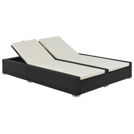 vidaXL - Ligbed - tweepersoons - poly - rattan - zwart