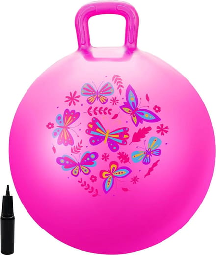 Springbal Vlinder - Hoppen Bal - Buiten Spelen - Hand Aangedreven - 18 inch - Roze