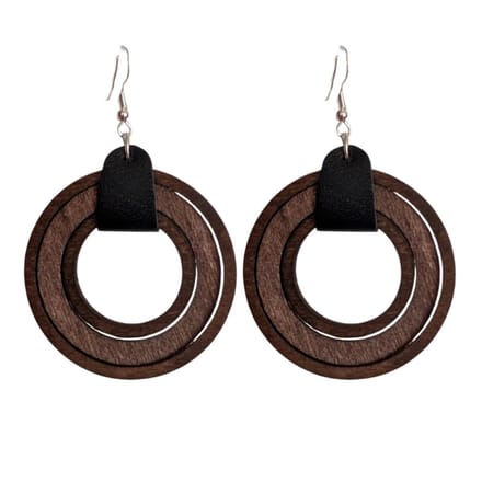Oorbellen-Ebony-6,5 cm-bruin-hout zilver-Charme Bijoux