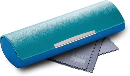Harddeksel Brillenhoes Turquoise Blauw Kunstleer Inclusief Microvezeldoek
