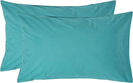Homescapes Kussensloop 50x75 cm Set van 2 – Petrol – 100% Egyptisch Perkal Katoen – 200 TC