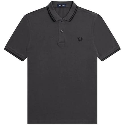 Fred Perry Herenpoloshirt met dubbele kraag (Zwart/Grijs)